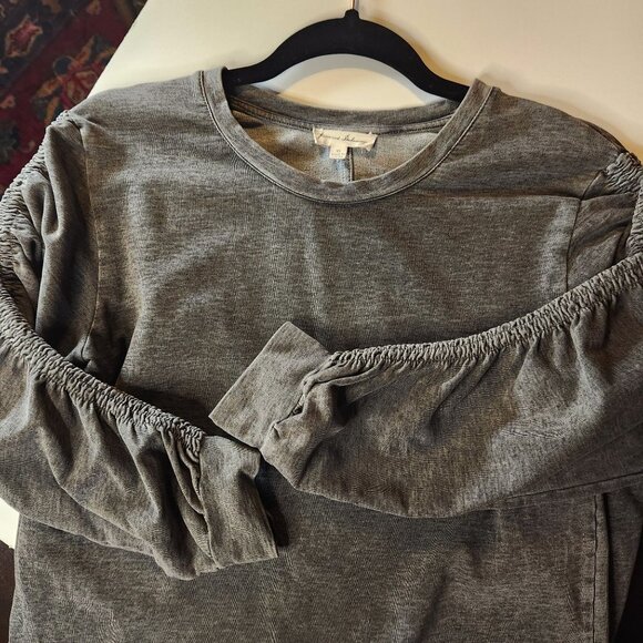 JANE AND DELANCEY Anthropologie Knit Sweatshirt Dress XS Rouching on Sleeves - Picture 5 of 12